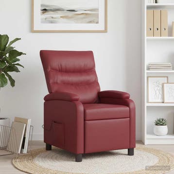 vidaXL Massage Recliner Wijnrood Kunstleer, Huis en Inrichting, Verzenden, Nieuw