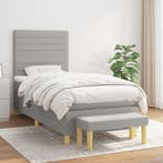 vidaXL Boxspring met matras stof lichtgrijs 100x200 cm, 100 cm, Eenpersoons, Verzenden, Nieuw