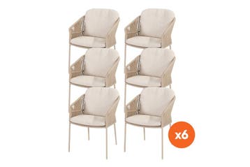 Set van 6 - Taste by 4SO Florence dining tuinstoel in latte, Verzenden, Nieuw, Overige materialen