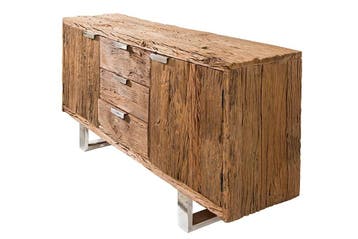 Massief dressoir BARRACUDA 160cm antiek teakhout met stalen, Ophalen of Verzenden, Nieuw