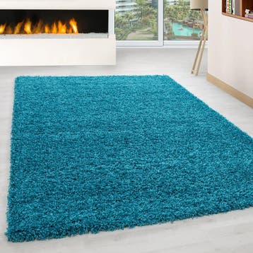 Hoogpolig Vloerkleed | Shaggy | Life | Turquoise | 80x250 cm, Verzenden, Nieuw