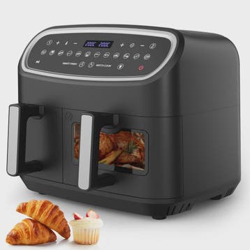 Dubbele Zone Airfryer 10L met Kijkvenster & LED Touchscreen, Witgoed en Apparatuur, Verzenden, Nieuw