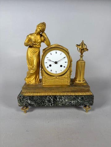 Figurale pendule Empire Brons - 1800-1850 - Het lezen