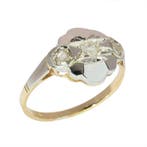 Ring - 18 karaat Witgoud, Geel goud - Diamant - Vintage Art, Sieraden, Tassen en Uiterlijk, Ringen, Nieuw