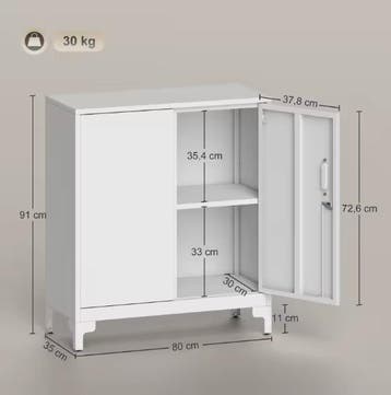 Witte Metalen Archiefkast – Stevige Kast met 5 Laden en Deur, Verzenden, Nieuw in verpakking