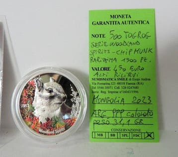 Mongolië. 500 Togrog 2023, Woodland Spirits - Chipmunk, 1 Oz
