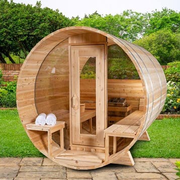 Barrel sauna White Cedar buitensauna Canadian Timber, Sport en Fitness, Ophalen of Verzenden, Nieuw, Fins of Traditioneel, Complete sauna