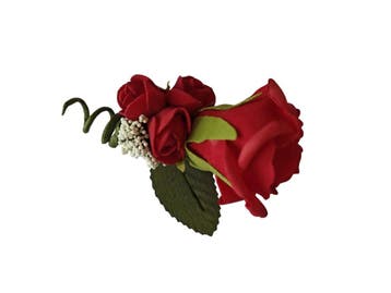 Corsage Roos Rood CEM261 +minifoam met blad Maatwerk, Ophalen of Verzenden, Nieuw