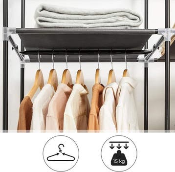 Hoppa! RYG12B Stoffen Kledingkast Zwart van €29 voor €19, Ophalen of Verzenden, Nieuw, Overige materialen, Met plank(en)