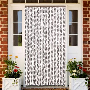 vidaXL Vliegengordijn 118x220 cm chenille taupe en wit, Verzenden, Nieuw