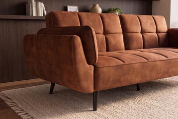 Slaapbank BOUTIQUE 215cm 3-zits fluweel roestbruin - 49248, Ophalen of Verzenden, Nieuw