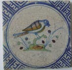 Tegel - Gekleurde Wanli tegel met Vogel - 1650-1700