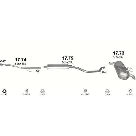 Uitlaatpijp OPEL [17.74], Auto-onderdelen, Uitlaatsystemen, Nieuw, Opel