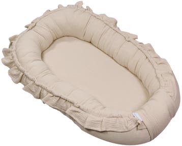 MamaLoes Soft Cotton Ruffle Ecru Babynest, Verzenden, Nieuw
