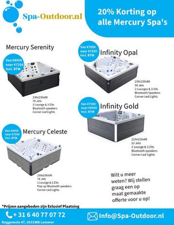 MEGA KORTING Zwemspas Jacuzzi Mercury Spa tot 20% korting, Nieuw, Filter, Inbouw