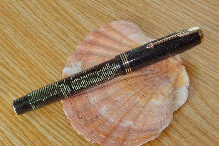 Parker - Vacumatic (first generation) Emerald Green GT, 14K, Verzamelen, Pennenverzamelingen