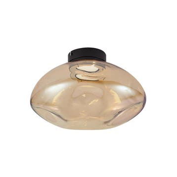 Design plafondlamp zwart met amber glas - Gemma, Verzenden, Nieuw, Glas