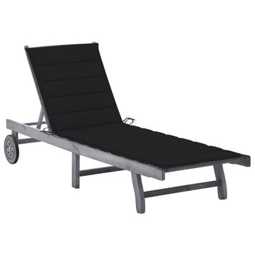 vidaXL Ligbed met kussen massief acaciahout grijs, Tuin en Terras, Ligbedden, Verzenden, Nieuw