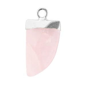 1 x Natuursteen hangers tand Icy pink-silver (Rozenkwarts), Ophalen of Verzenden, Nieuw, Bedel