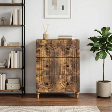 vidaXL Ladenkast Gerookt eiken 66 x 34,5 x 90 cm Bewerkt, Verzenden, Nieuw