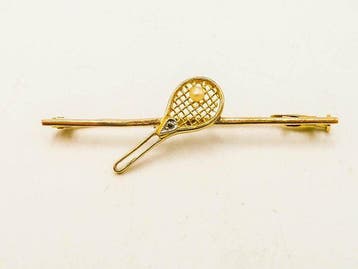 Broche - 18 karaat Witgoud, Geel goud Parel - Diamant
