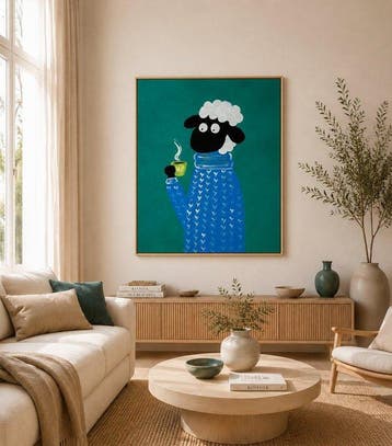Tetiana Zaitseva - Acrylic Painting XL Coffee Sheep no 205