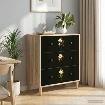 vidaXL Ladekast BREMEN Magnolia print 66 x 36,5 x 75 cm, Huis en Inrichting, Kasten | Overige, Verzenden, Nieuw
