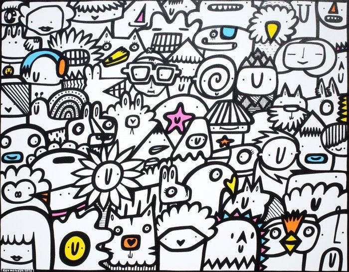 Kev Munday - Beaming Back, Antiek en Kunst, Kunst | Schilderijen | Modern