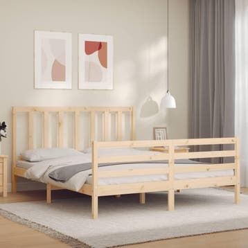 vidaXL Bedframe zonder matras massief grenenhout 160x200 cm, Bruin, Verzenden, 200 cm, 160 cm