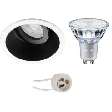GU10 Inbouwspot Set - Mat Zwart/Wit - Inbouw Rond -, Metaal of Aluminium, Nieuw, Ophalen of Verzenden, Led