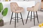 Design barkruk MILANO champagne fluwelen barstoel met, Huis en Inrichting, Barkrukken, Ophalen of Verzenden, Nieuw
