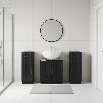 vidaXL 3-delige badkamerkast set HOORN 3 st Zwart 30 x 31 x, Verzenden, Nieuw