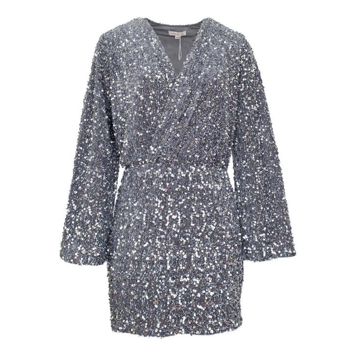 Golden Live • grijze jurk met pailletten • L, Kleding | Dames, Jurken, Grijs, Nieuw, Maat 42/44 (L), Verzenden