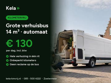 Grote verhuisbus 14 m³ € 130/dag · KM-VRIJ · automaat, Verhuiswagen of Bestelauto