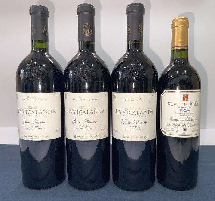 1994 x3 Bodegas Bilbainas, La Vicalanda & 1994 CVNE Real de, Verzamelen, Wijnen