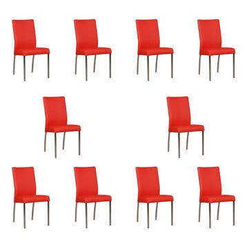 Set van 10 Leren eetkamerstoelen Comfort - Toledo Ferrari, Ophalen of Verzenden, Nieuw, Leer, Vijf, Zes of meer stoelen
