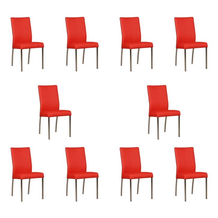 Set van 10 Leren eetkamerstoelen Comfort - Toledo Ferrari, Huis en Inrichting, Stoelen, Vijf, Zes of meer stoelen, Nieuw, Leer