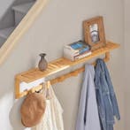 Bamboe Wandkapstok met Plank – 6 Haken, Opbergruimte 90 cm, Verzenden, Nieuw