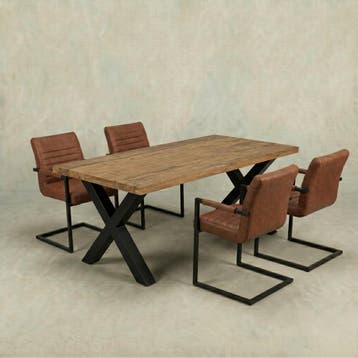 Mangohouten Eettafel Rechthoek Cedric 200x100 cm (6cm), Huis en Inrichting, Verzenden, Nieuw, Industriële meubels, Rechthoekig