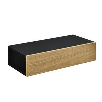 Wandplank met lade 50x24x12cm 2 stuks set zwart en houtlook, Verzenden, Nieuw