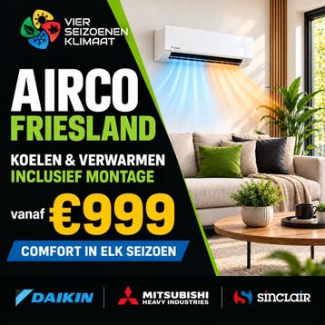 Airco Friesland vanaf €999 | Montage, koelen & verwarmen, Nieuw, Verwarmen, Afstandsbediening