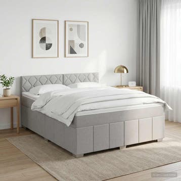 vidaXL Boxspringbed met matras Lichtgrijs 180 x 200 cm Stof, Verzenden, Nieuw, Tweepersoons, Stof