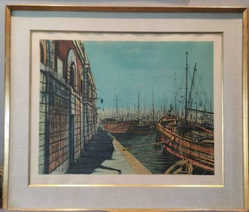 Jean Carzou (1907-2000) - Bateaux à quai
