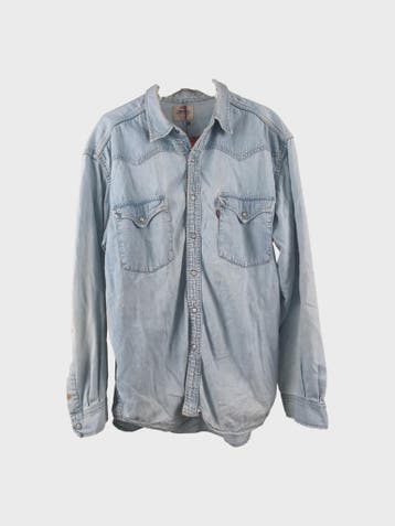 Levis Casual Shirt Heren maat L Lichtblauw Vintage, Ophalen of Verzenden, Gedragen, Blauw, Levi's