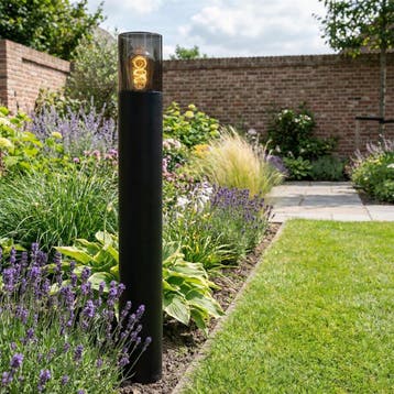 LED Tuinpaal - Staande buitenlamp met Smoked Glas | 80cm, Staande lamp, Nieuw, Ophalen of Verzenden, Netvoeding