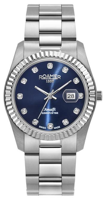 Roamer Amalfi 852844 41 49 20 dameshorloge 34 mm, Overige merken, Staal, Verzenden, Polshorloge