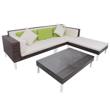 vidaXL 4-delige Loungeset met kussens poly rattan bruin, 4 zitplaatsen, Nieuw, Loungeset, Verzenden