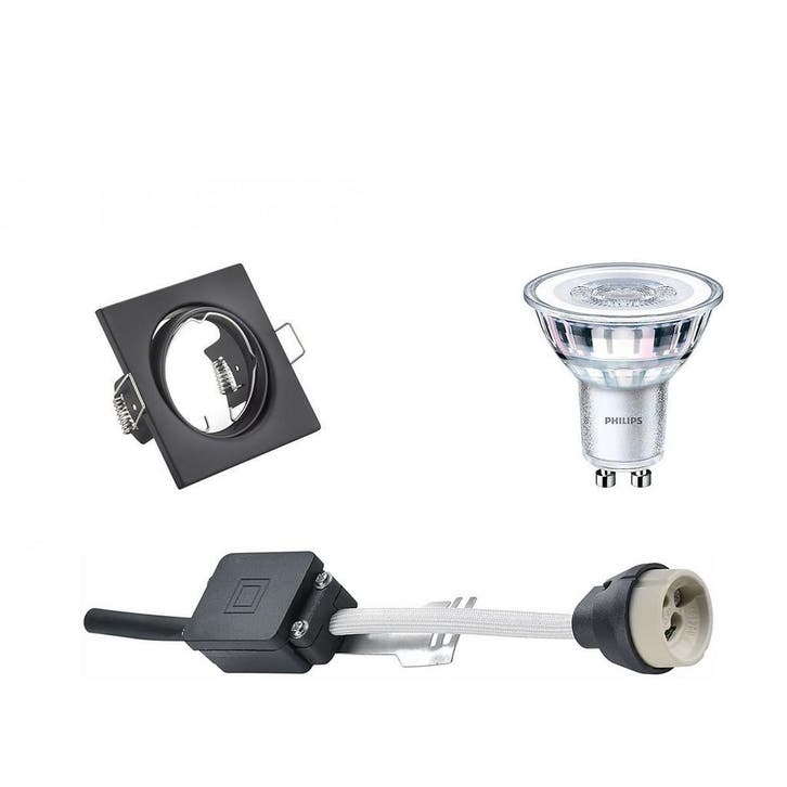 GU10 Inbouwspot Set - Mat Zwart - Inbouw Vierkant -, Huis en Inrichting, Lampen | Spots, Plafondspot of Wandspot, Nieuw, Led, Metaal of Aluminium