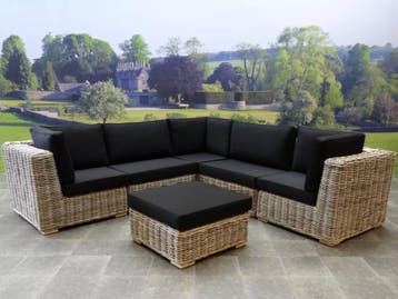 Nissah modulair hoek loungeset 6-delig naturel rotan, Tuin en Terras, Tuinsets en Loungesets, Ophalen of Verzenden, Nieuw
