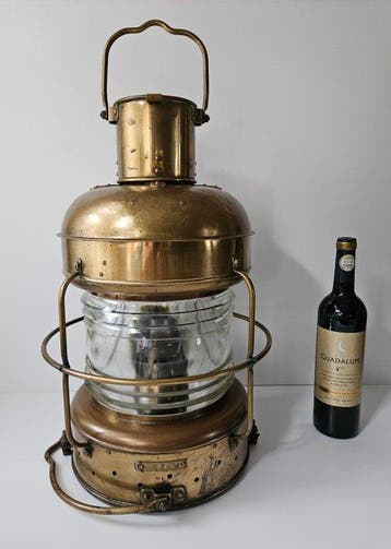 Antieke XL Olielamp - 60 cm - 8.3 kg - Scheepslamp - Koper, Antiek en Kunst